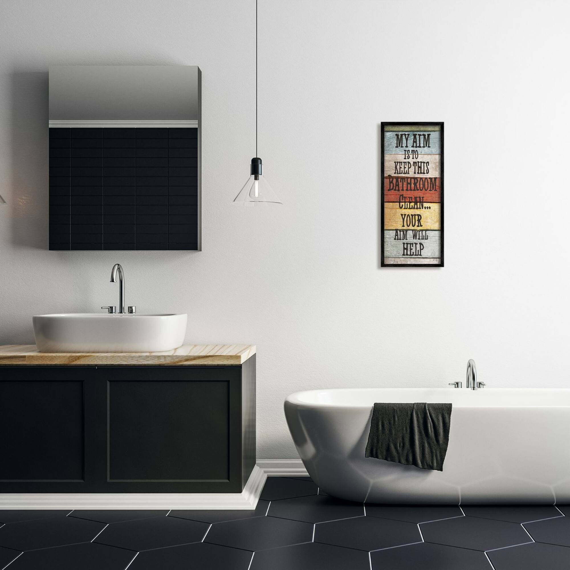 Stupell Industries My Aim Is To Keep This Room Clean ' Bathroom Framed Wall Art